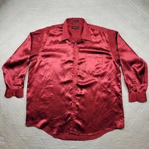 Daniel Ellissa Vintage red satin long sleeve dress shirt size 19 1/2 37 4XL